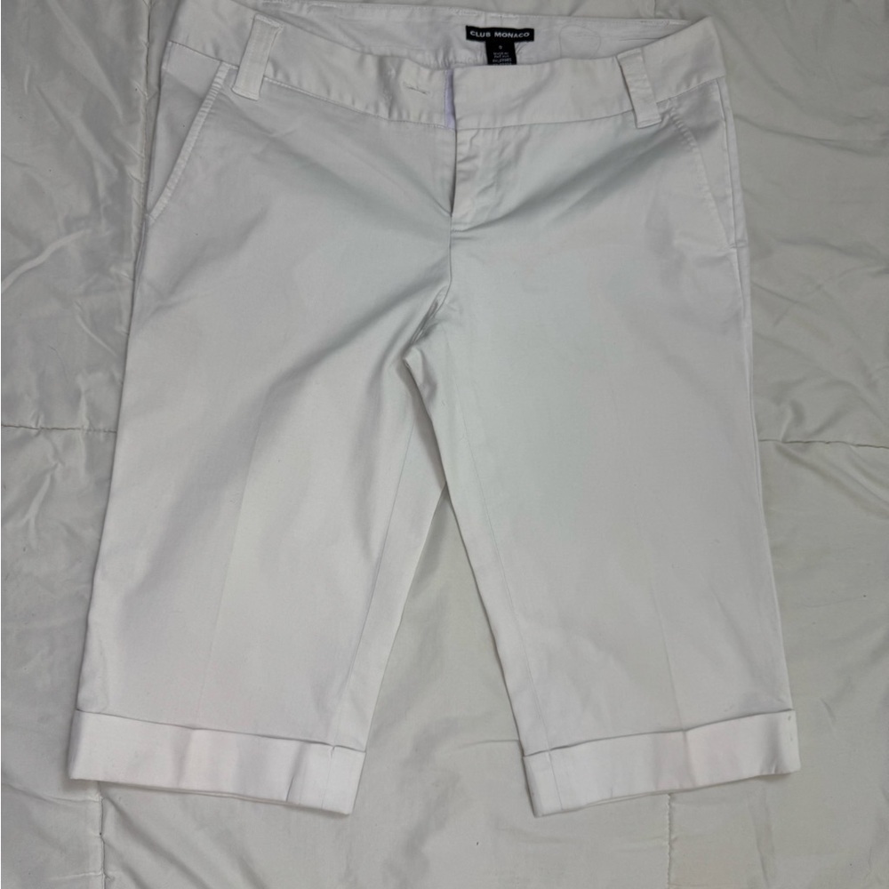 Club Monaco White Cotton Bermuda Shorts Size 0.